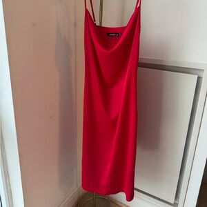 Missguided Red Slip Midi Dress